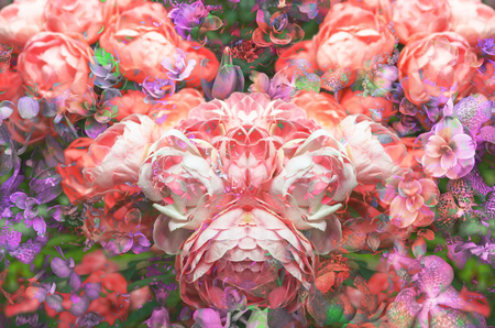 colorful retro flower for printing textile pattern with floral ornament useful as backgroundの写真素材