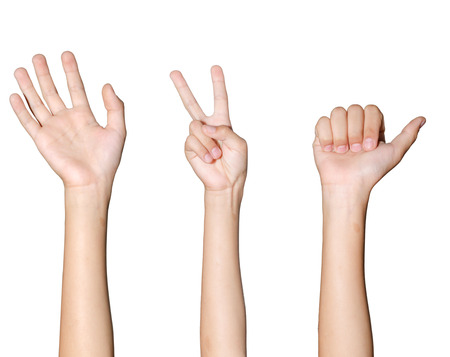 set woman hands on white backgroundsの写真素材