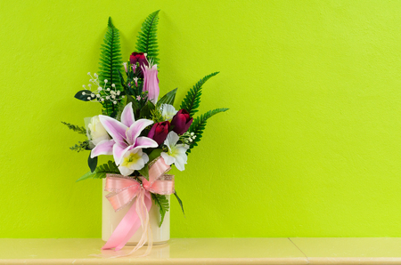 Spring flowers. Flower Pot with flower colorfulの写真素材