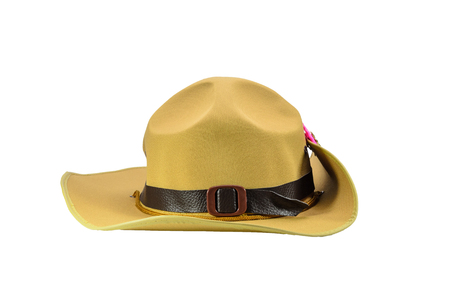 khaki hat with white backgroundの写真素材