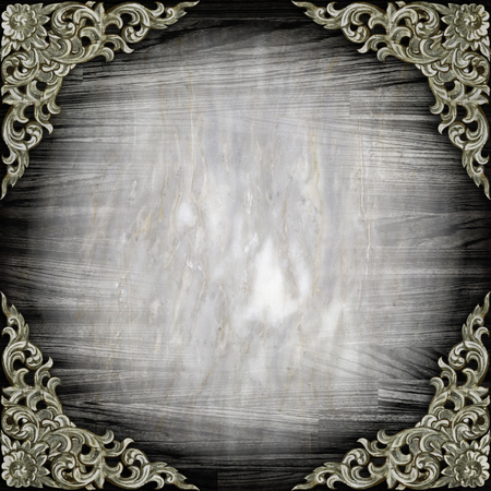 Pattern of flower carved on wood for decorationの写真素材