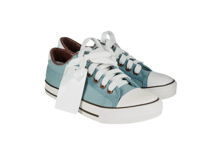 vintage shoes on white backgroundの写真素材