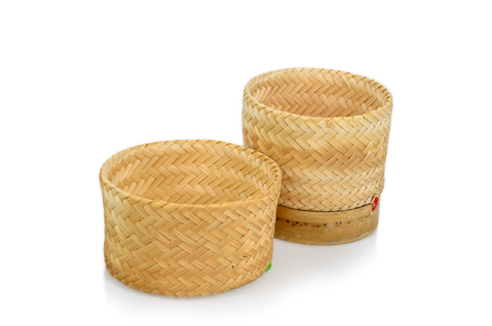 A wicker basket for sticky rice, bamboo weaveの写真素材