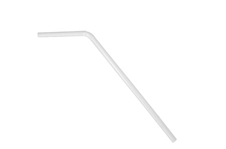 drinking straw white isolated on whiteの写真素材