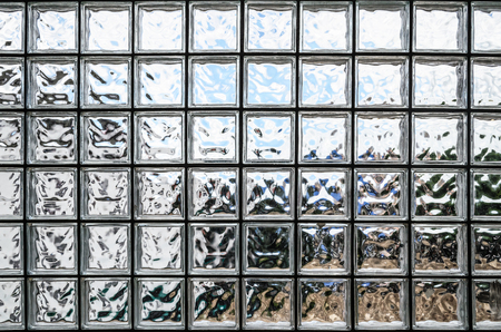 colored glass block wall for backgroundの写真素材