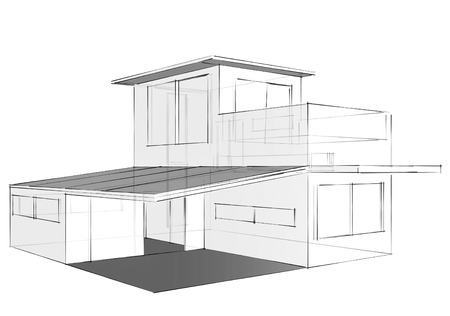 Drawing of house on white  backgroundの写真素材