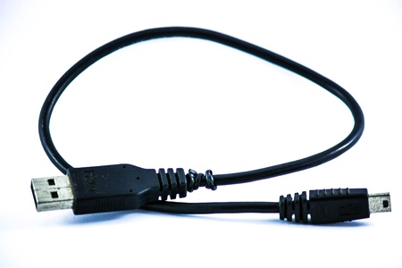 usb cable on a white background, closeupの写真素材