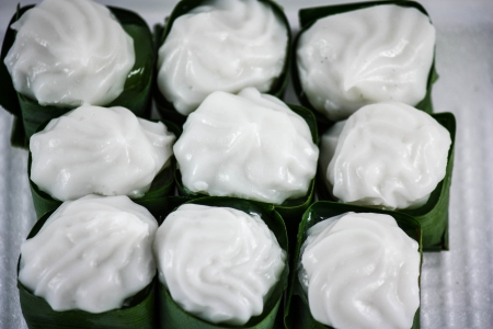 the Thai dessert wraps the screw pineの写真素材