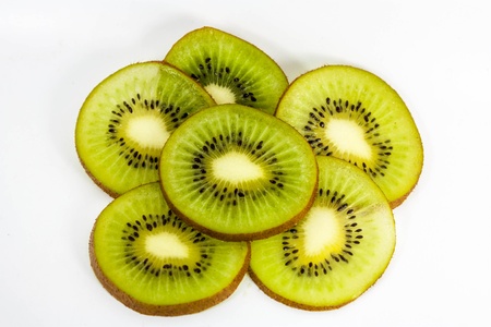 isolated kiwi fruit on the white backgroundの写真素材