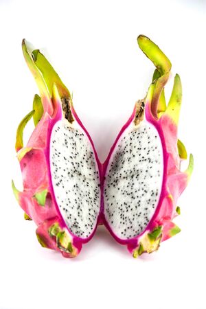 pink pitahaya isolated on a white backgroundの写真素材