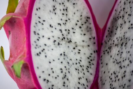 pink pitahaya isolated on a white backgroundの写真素材