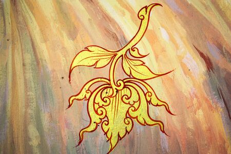 Ancient Thai Buddhist temple muralの写真素材