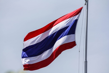 Flag of Thailand in blue backgroundsの写真素材