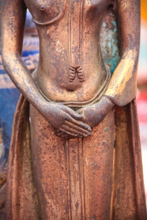 The hand of Buddha holding flowersの写真素材