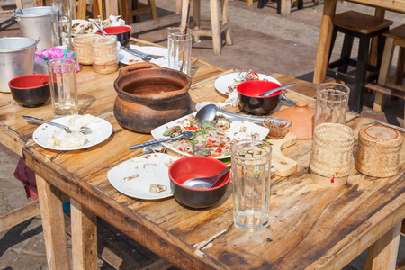 Food waste from the partyの写真素材
