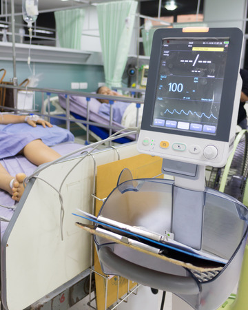 EKG machine Blood pressure heart,Emergency patients in Hospital ,blurの写真素材