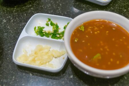 Jade noodles chopsticks And sukiyaki sauce Healthy Food