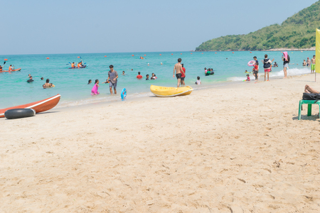 Beach Sattahip Chonburi thailand sea to sky water and boatのeditorial素材
