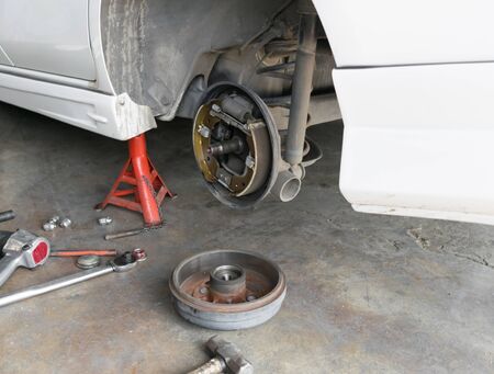 Auto mechanic Car,Removing wheels Equipment mechanicの写真素材