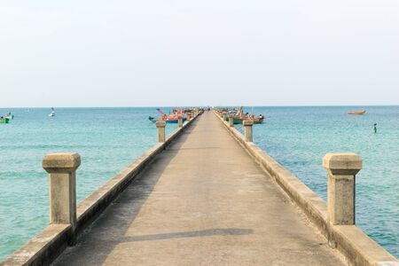 jetty Bridge, sea and skyの写真素材