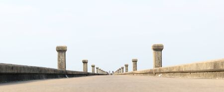 jetty Bridge, sea and skyの写真素材
