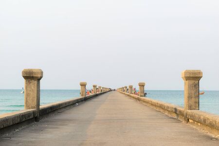 jetty Bridge, sea and skyの写真素材