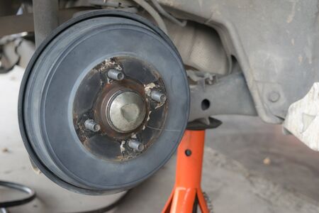 Car tire change Tires that are out of use.の写真素材