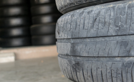 Car tire change Tires that are out of use.の写真素材