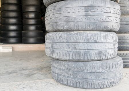 Car tire change Tires that are out of use.の写真素材