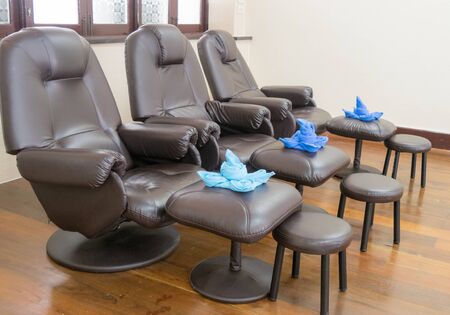 Black leather chair,Take a seat for foot massage,Chair for healthの写真素材