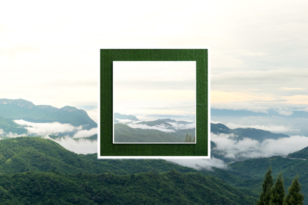 Have a frame mountain and mist viewsの写真素材