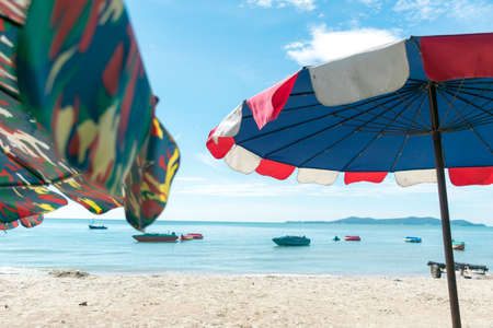 the beach relaxing in the holiday at the sea and life ring of thailand land rayongの写真素材