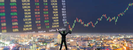 Businessmen succeed in the stock market and technology.の写真素材