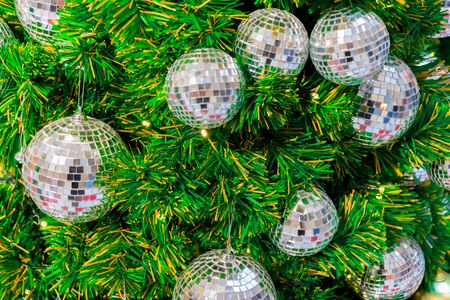 Christmas tree light of silver and Goldenの写真素材