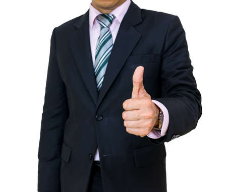 Businessman suit necktie with thumb up likeの写真素材