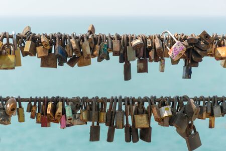 key a lot Hanging on the bridge the lock represent forever loveの写真素材