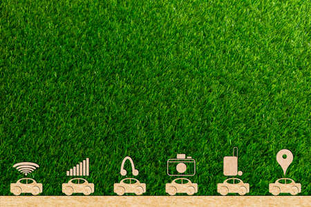 holiday summer from working traveling in nature by car music photograph luggage of paper cutの写真素材