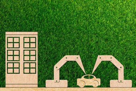 Industry 4.0 manufacture car using a robot of paper cut