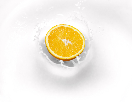 Lemon Lime in milk for curd healthy foodの写真素材