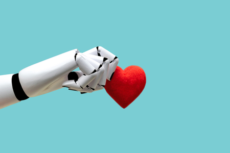 Robot hand holding heart Technology Future Powerの写真素材