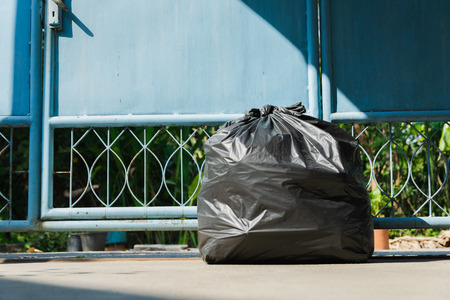 Black garbage bag for the environment In a houseの写真素材