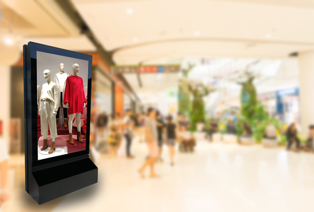 Marketing and advertisement concept digital signage billboard clothes fashion lifestyle for your text message or media content in department store shopping mallの写真素材