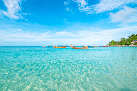 Sea and clear water beach have a holiday summer relaxing and travel bright sky koh lipe thailandの写真素材