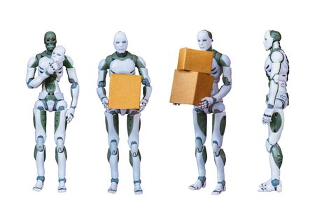 Robotic Process Automation Intelligent robot technology on a white backgroundの写真素材
