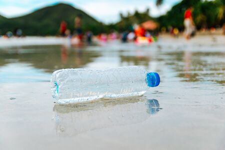 Plastic bottle garbage on the beach Human waste dumpingの写真素材