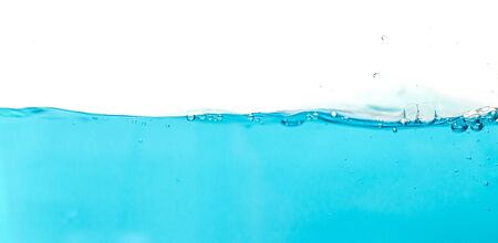 Water splash with bubbles of air blue water wave fefreshing abstract backgroundの写真素材