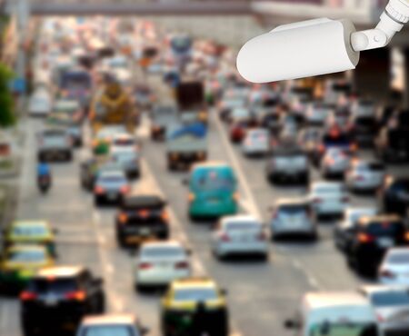 CCTV recording cars on the road of traffic