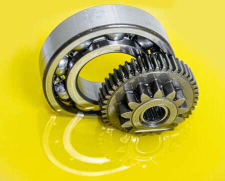 Gear and bearing industry in lubricant oiling a white backgroundの写真素材