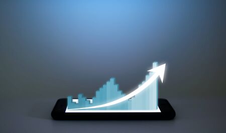 business look way to growth path to the target working with new modern smart phone and business strategy as graph conceptの写真素材