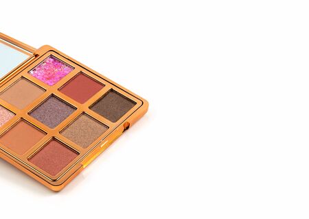 Palette of eyeshadows in Many colors tones on a white backgroundの写真素材